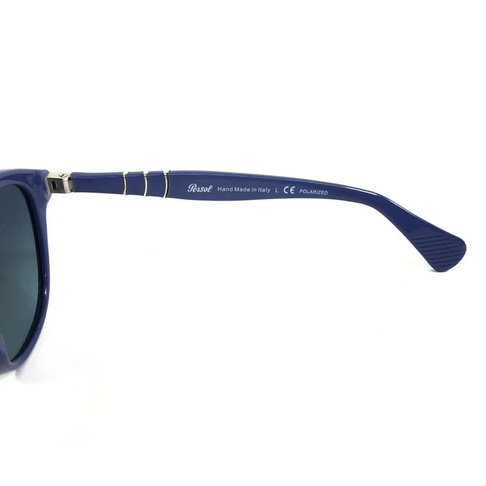 Persol Sunglasses 3025-S 962/S3 Blue Silver Frames with Blue Polarized Lenses